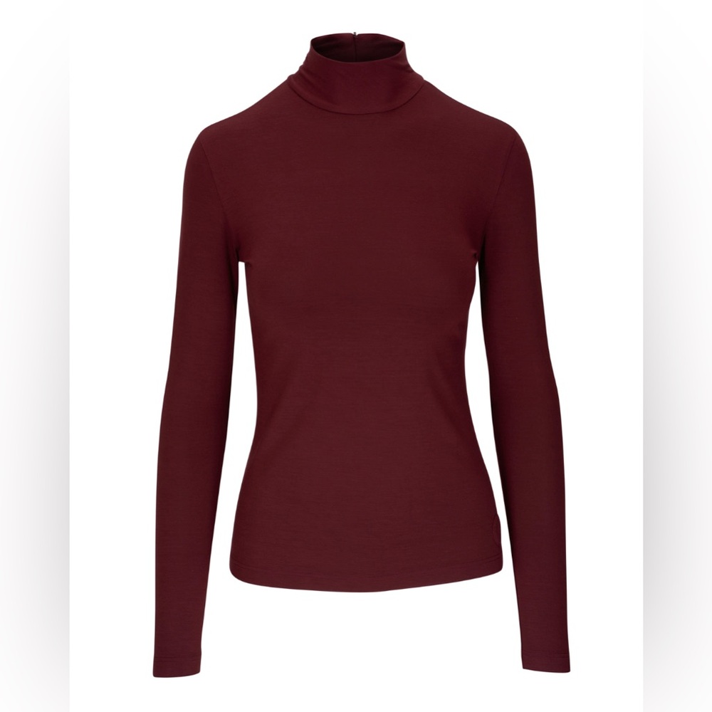 AKRIS PUNTO Garnet Mock Neck Fitted Shirt Size 2